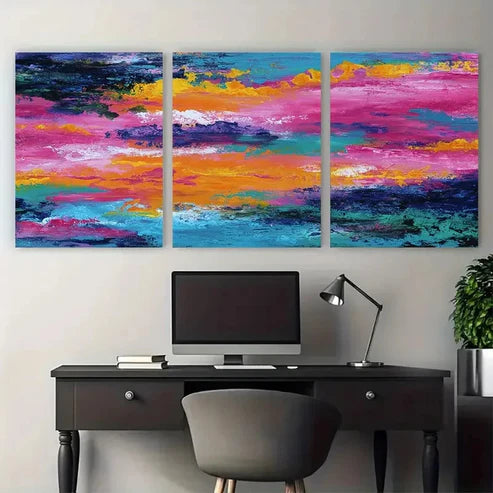 3pcs Seascape Abstract Sunset Coastal Wall Art Canvas Unframed - High Quality Print 100% Australian Made Wall Canvas
