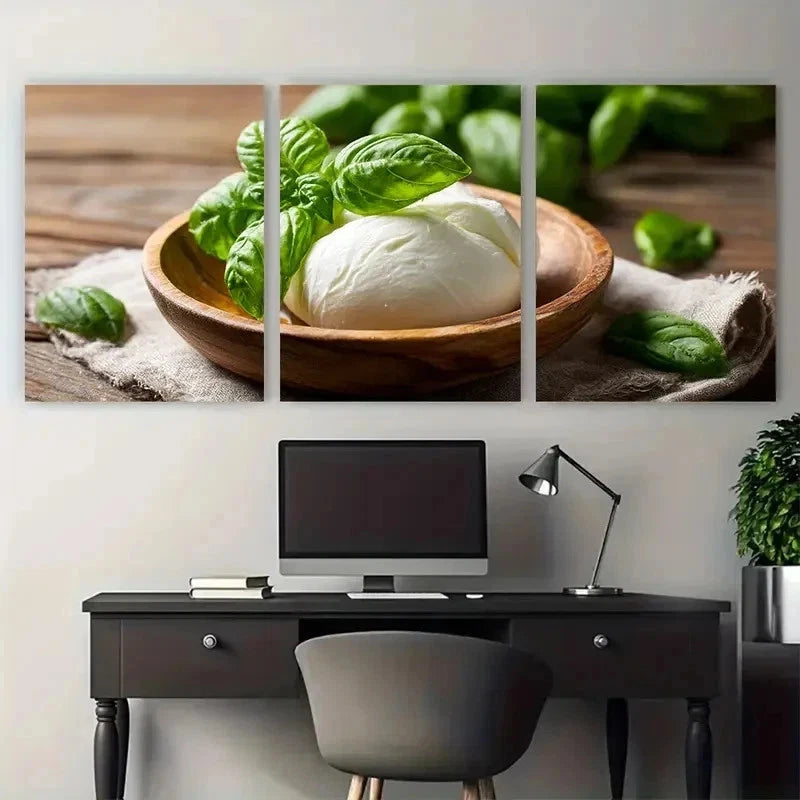 3pcs Bureaucrat Italian Cheese Lover Perfect Wall Art Set Canvas Framed 50x70cm - High Quality Print 100% Australian Made Wall Canvas Ready to Hang - Bella Home Decor