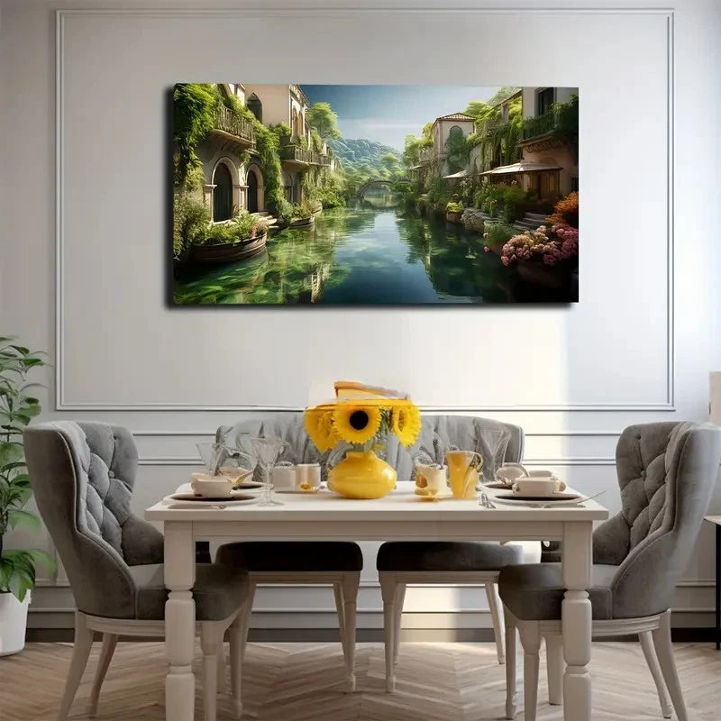 Serene Villa Clear Water Wall Art Canvas Office Home Room Framed 120x60cm