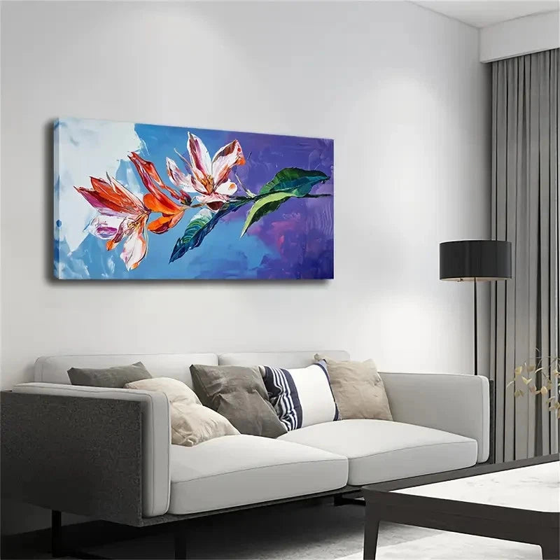 Watercolour Floral Vibrant Wall Art Canvas Office Home Room Framed 120x60cm