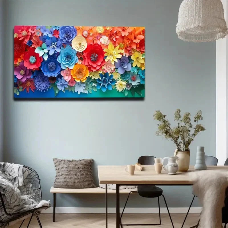 Flowers Of Various Shapes Wall Art Canvas Office Home Room Framed 120x60cm
