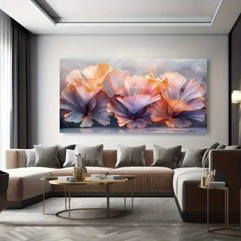 Minimalist Pink Floral Painting Wall Art Canvas Office Home Room Framed 120x60cm