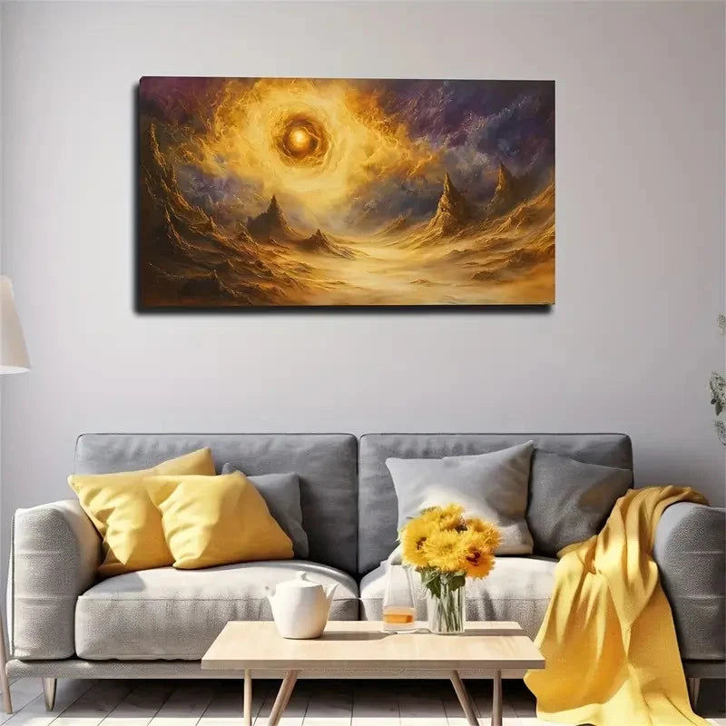Doomsday Planet Spray Wall Art Canvas Office Home Room Framed 120x60cm