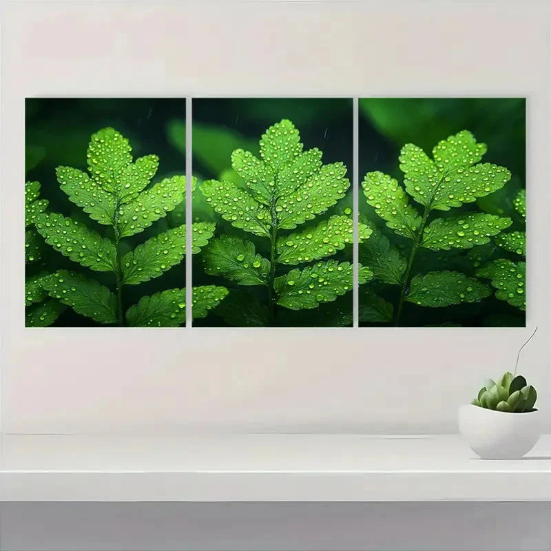 3pcs Plant Art Green Art Microlepia N Wall Art Set Canvas Framed 60x90cm - High Quality Print 100% Australian Made Wall Canvas Ready to Hang