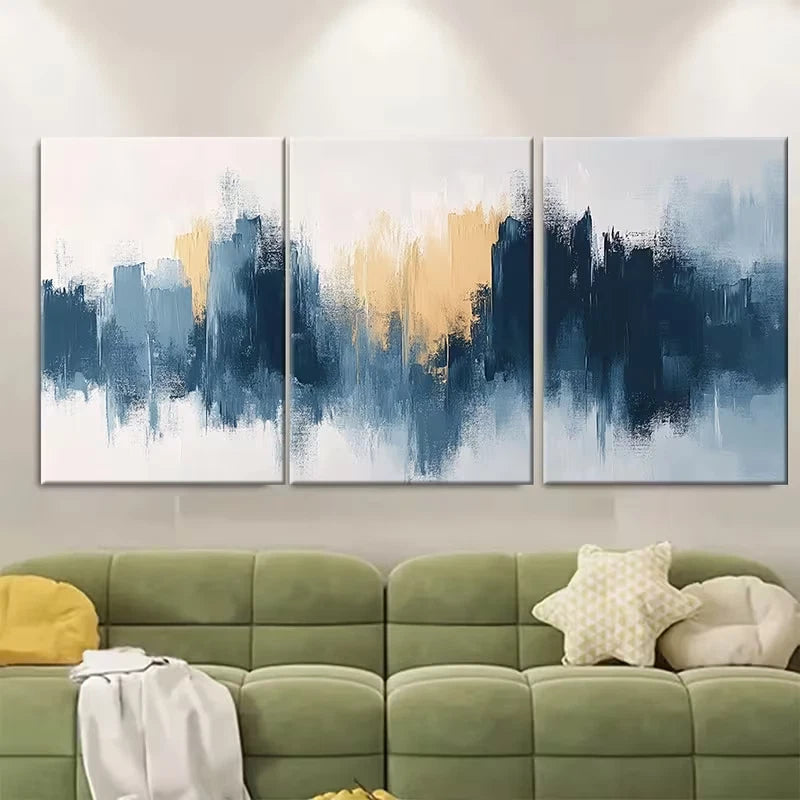 3pcs Minimalist Abstract Neutral Brushstroke Metal Print Ready to Hang Art