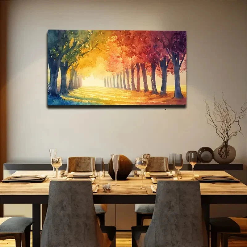 A Forest With A Strong Autumn Wall Art Canvas Office Home Room Framed 120x60cm
