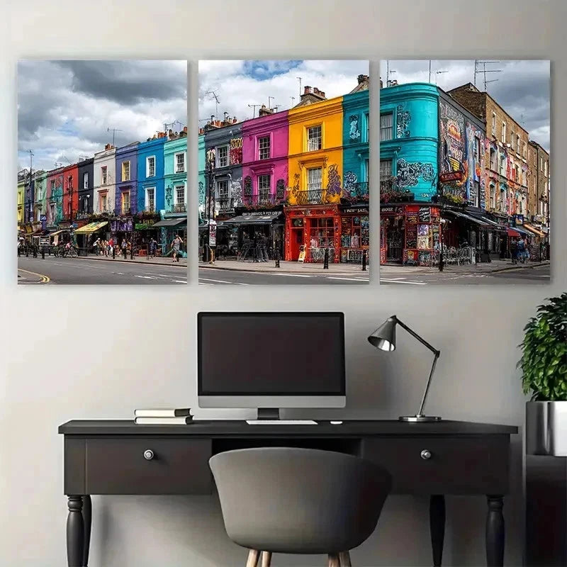 3pcs London Borough Posters UK Travel Perfect Wall Art Set Canvas Framed 50x70cm - High Quality Print 100% Australian Made Wall Canvas Ready to Hang