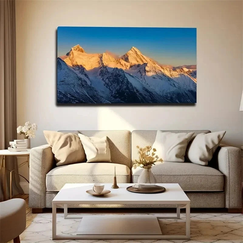 Snow Capped Mountain Wall Art Canvas Office Home Room Framed 120x60cm