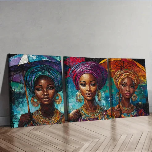 3pcs Three Lovely Women Wall Art Set Canvas Unframed - High Quality Print 100% Australian Made Wall Canvas - Bella Home Decor