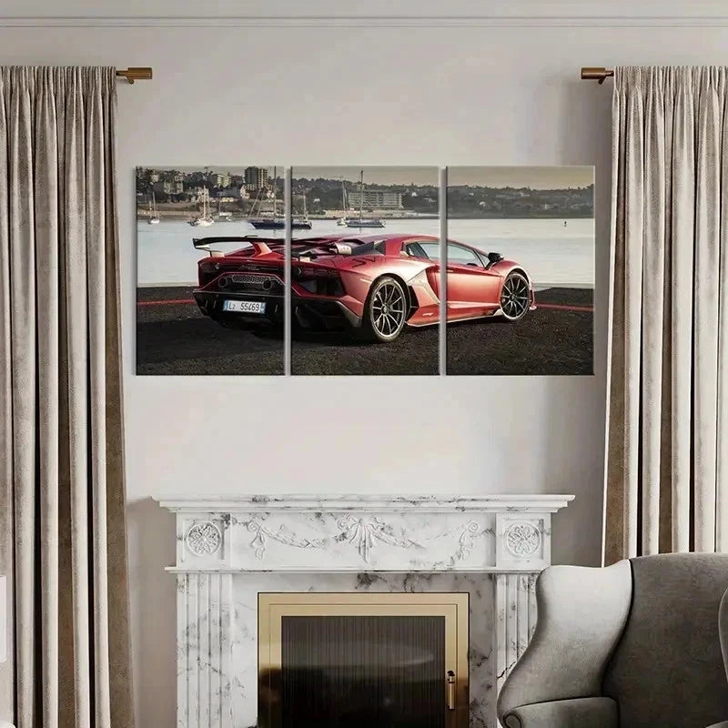 3pcs Modern Lamborghini Super Sports Car Wall Art Set Canvas Framed 40x60cm - High Quality Print 100% Australian Made Wall Canvas Ready to Hang