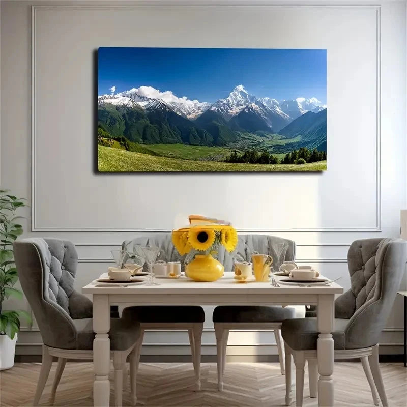Snow-Capped Mountains Wall Art Canvas Office Home Room Framed 120x60cm