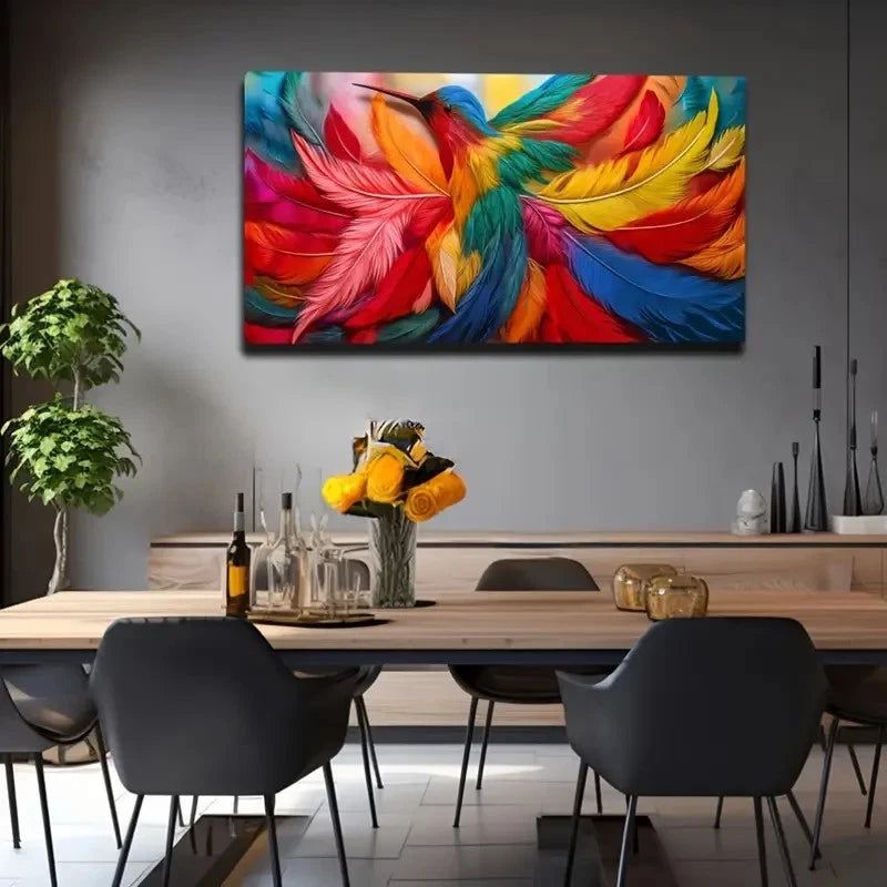 Vibrant Abstract Bird Wall Art Canvas Office Home Room Framed 120x60cm
