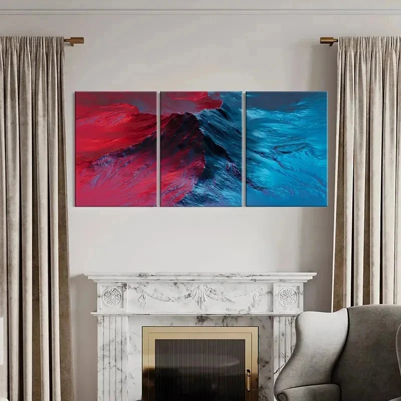 3pcs Modern Abstract Fantasy Red and Blue Wall Art Set Canvas Framed 50x70cm - High Quality Print 100% Australian Made Wall Canvas Ready to Hang - Bella Home Decor