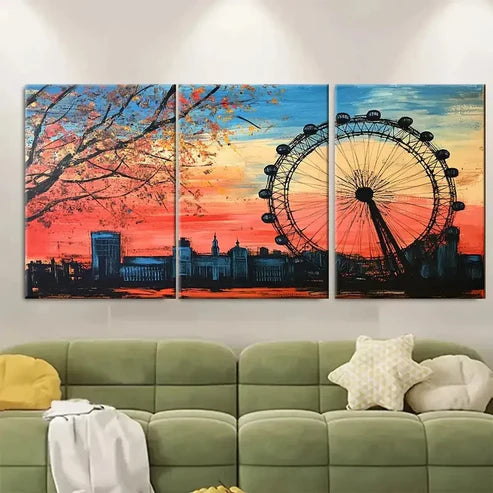 3pcs Vibrant Sunset & Autumn Tree Scenery Wall Art Canvas - High Quality Print 100% Australian Made Wall Canvas - Bella Home Decor