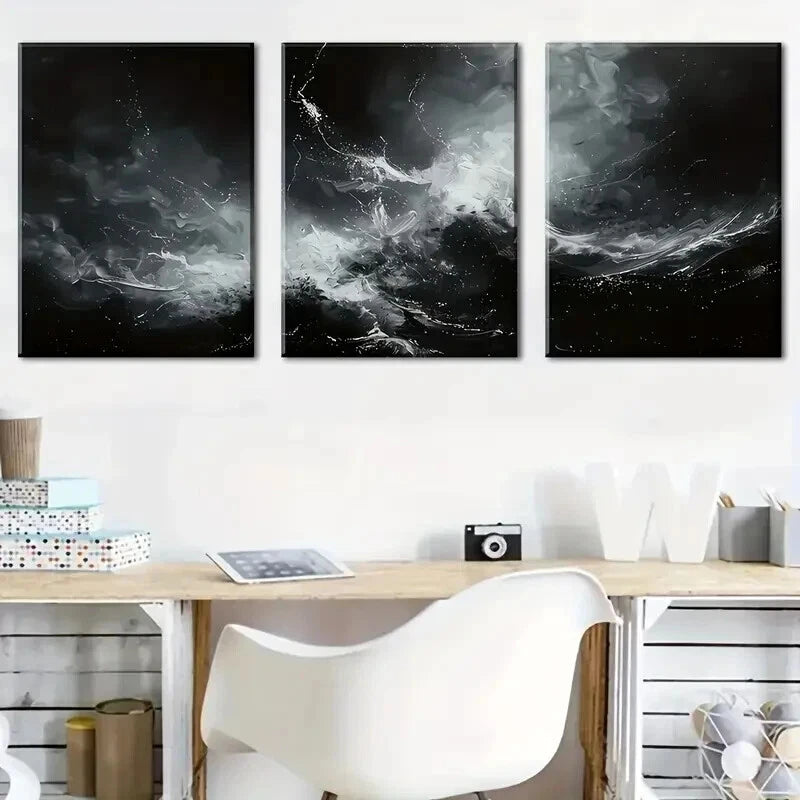 3pcs Abstract Waves And Splashes Perfect Wall Art Set Canvas Framed 40x60cm - High Quality Print 100% Australian Made Wall Canvas Ready to Hang - Bella Home Decor