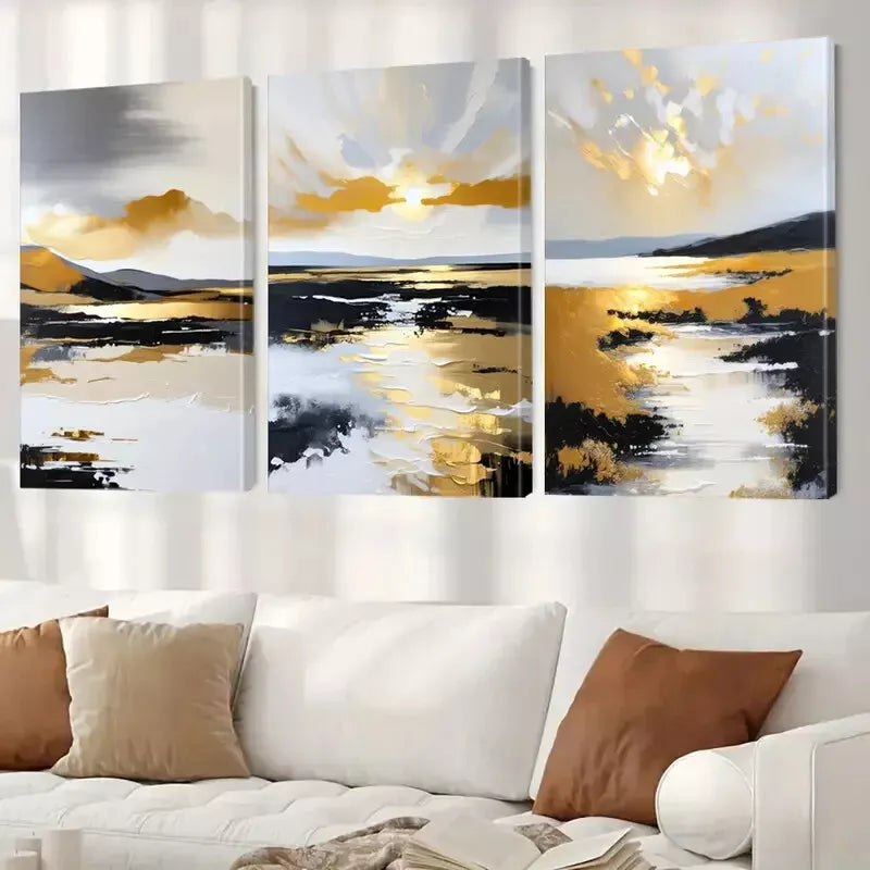 3pcs Modern Abstract Landscape Canvas Framed 40x60cm - High Quality Print 100% Australian Made Wall Canvas Ready to Hang - Bella Home Decor