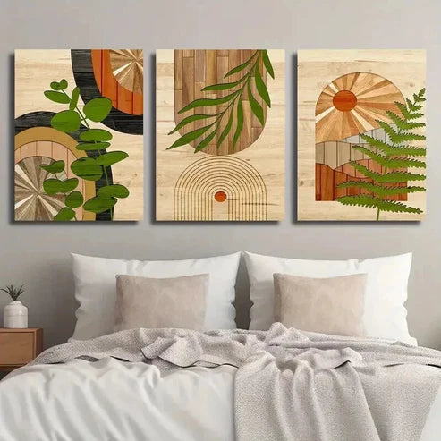 3pcs Tropical Leaves & Desert Landscape Wall Art Canvas Unframed - High Quality Print 100% Australian Made Wall Canvas