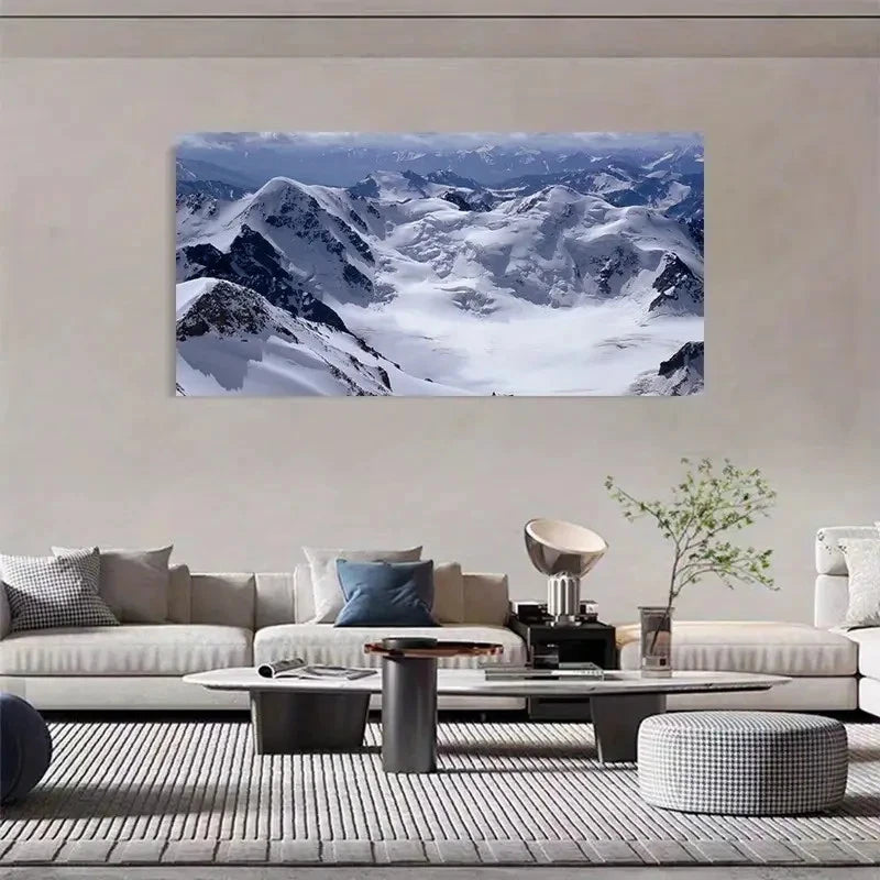 Switzerland Snowy Mountains Wall Art Canvas Office Home Room Framed 120x60cm - Bella Home Decor