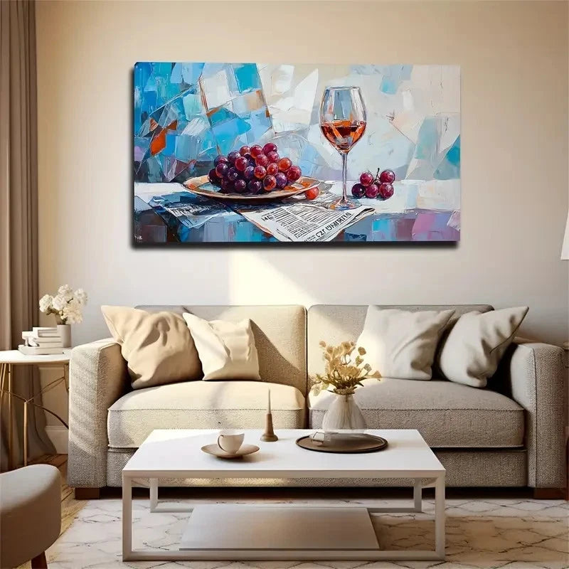 Watercolor Style Creative Wine Wall Art Canvas Office Home Room Framed 120x60cm
