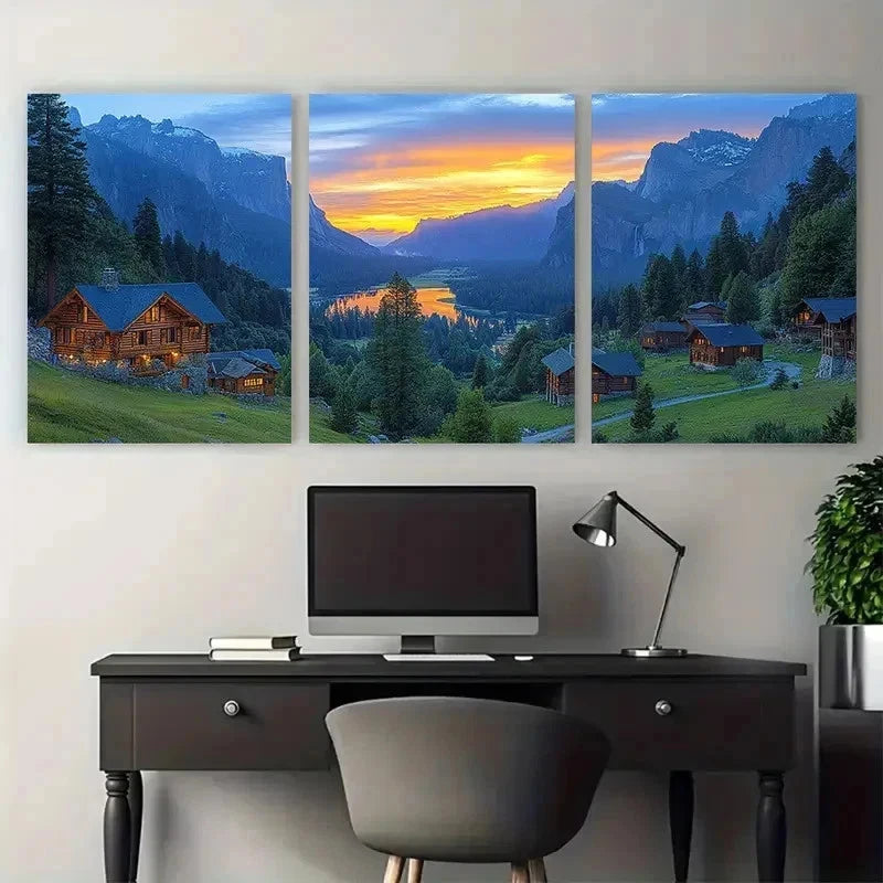 3pcs Window View Stunning Yosemite Perfect Wall Art Set Canvas Framed 50x70cm - High Quality Print 100% Australian Made Wall Canvas Ready to Hang