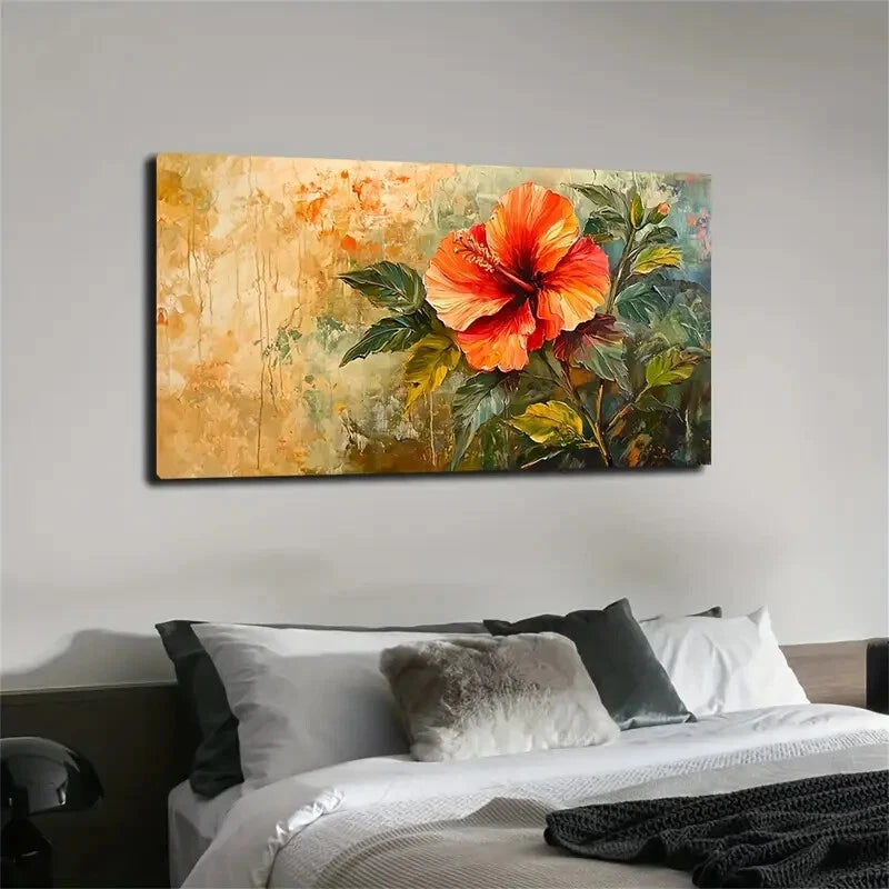 Fresh Atmosphere Red Flowers Wall Art Canvas Office Home Room Framed 120x60cm - Bella Home Decor