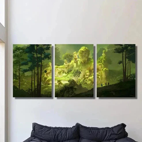 3pcs Mysterious and Quiet Forest Illustration Wall Art Set Canvas Unframed - High Quality Print 100% Australian Made Wall Canvas