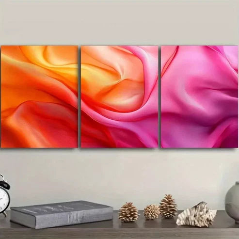 3 PCS Flowing Silk Design Art Deco Modern Wall Art Set Canvas Unframed - High Quality Print 100% Australian Made Wall Canvas - Bella Home Decor