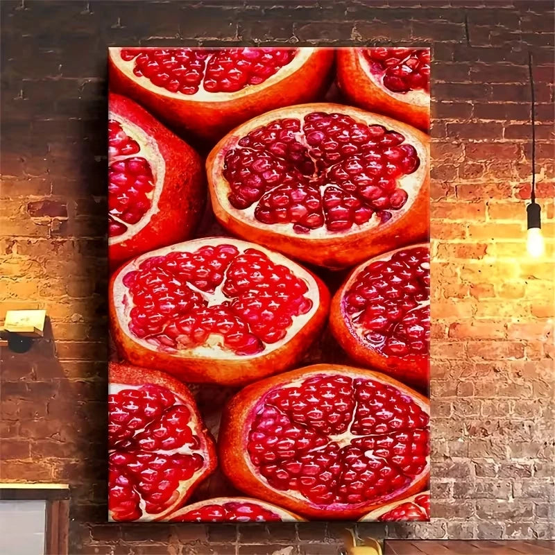Vibrant Pomegranate with Realistic 3D Effect 60x90cm Metal Print Ready to Hang