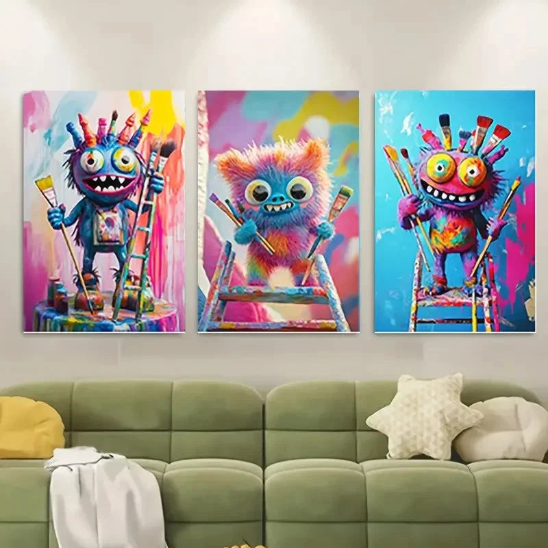 3pcs Vibrant Colorful Splash Design SD Wall Art Set Canvas Framed 50x70cm - High Quality Print 100% Australian Made Wall Canvas Ready to Hang