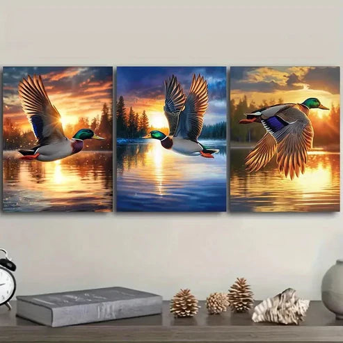 3pcs Mallard Duck Luxurious Wall Art Canvas Unframed – High Quality Print 100% Australian Made Wall Canvas