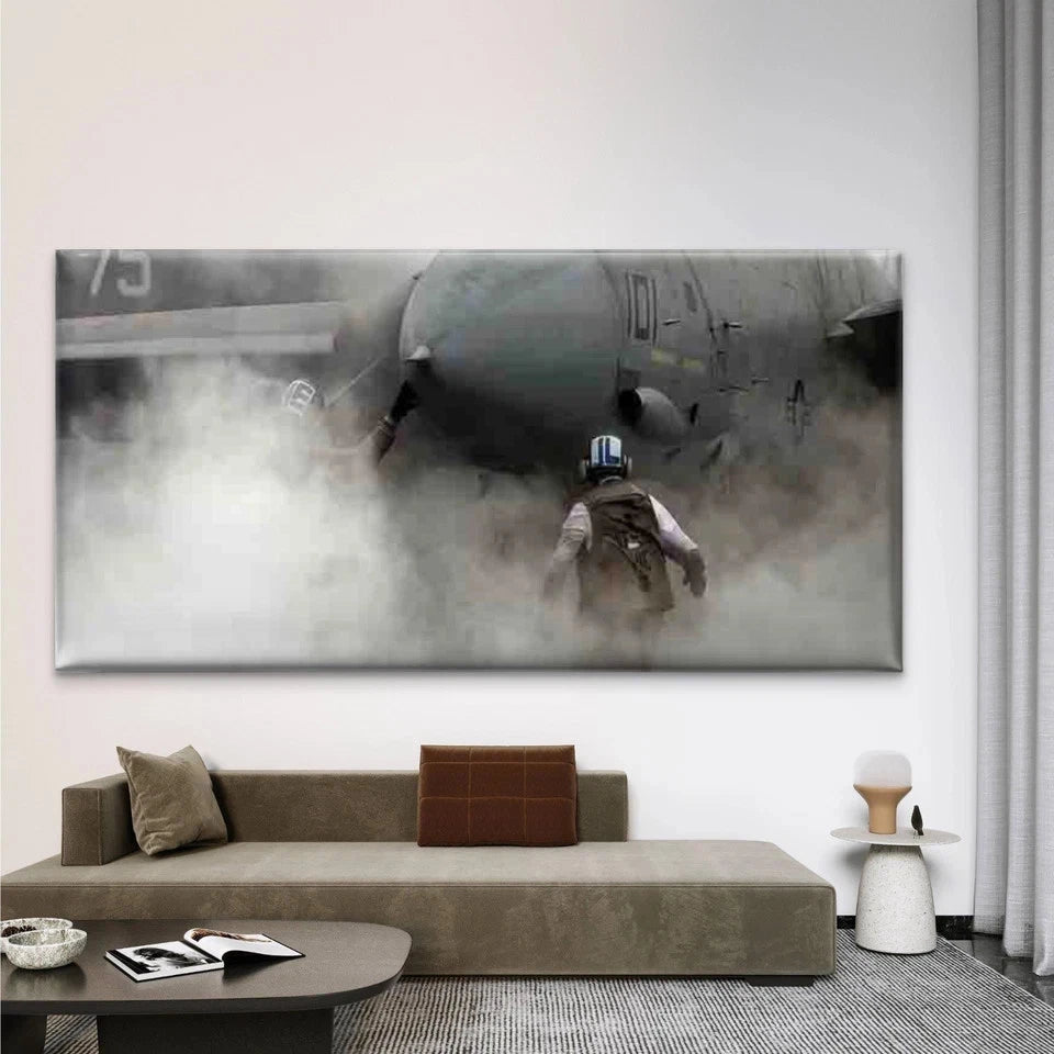Military Jet Aircraft Wall Art Canvas Office Home Room Framed 120x60cm