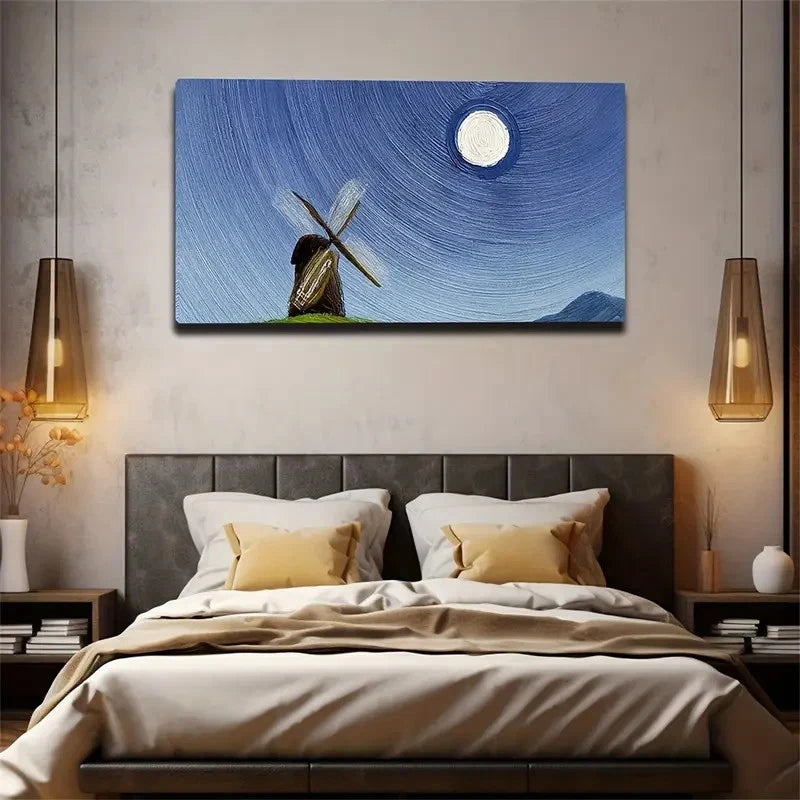 Captivating Night Sky And Wind Wall Art Canvas Office Home Room Framed 120x60cm