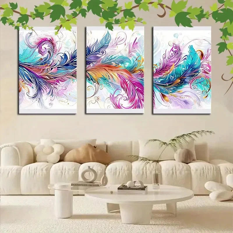 3pcs Colorful Abstract Modern & Classic Style Wall Art Set Canvas Framed 40x60cm - High Quality Print 100% Australian Made Wall Canvas Ready to Hang - Bella Home Decor