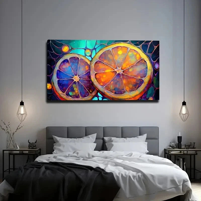 Vibrant Orange Slice Wall Art Canvas Office Home Room Framed 120x60cm