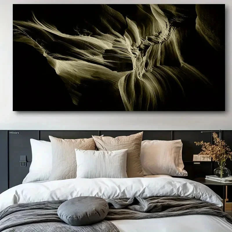 Modern Abstract Stone Black Wall Art Canvas Office Home Room Framed 120x60cm