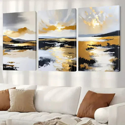 3pcs Modern Abstract Landscape Wall Art Set Canvas Unframed - High Quality Print 100% Australian Made Wall Canvas