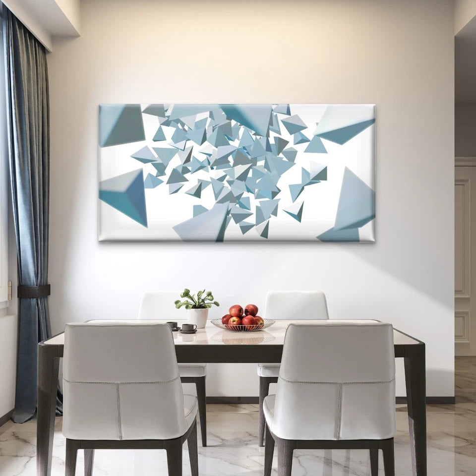 Abstract Triangle 3D Illustrati Wall Art Canvas Office Home Room Framed 120x60cm