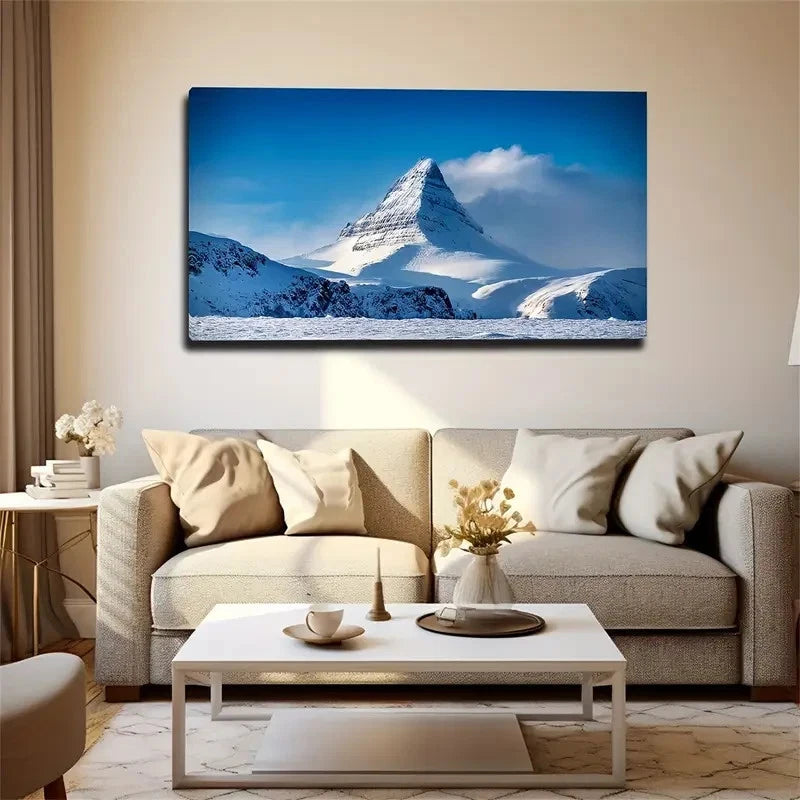 Towering Snow Mountain Wall Art Canvas Office Home Room Framed 120x60cm