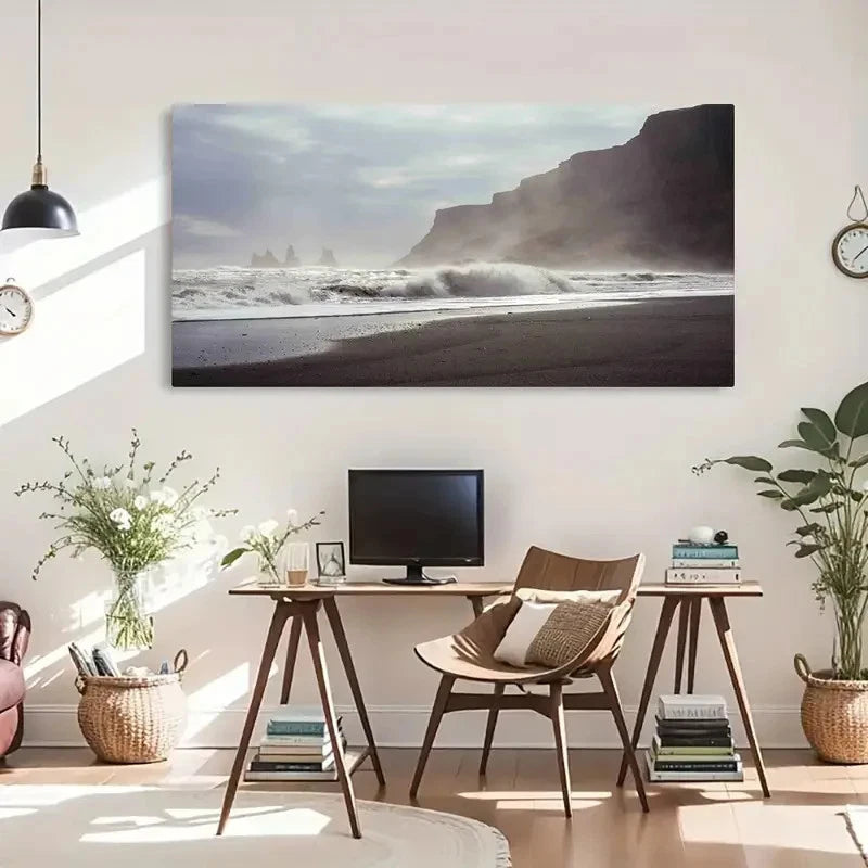 Serene Beach Landscape Wall Art Canvas Office Home Room Framed 120x60cm