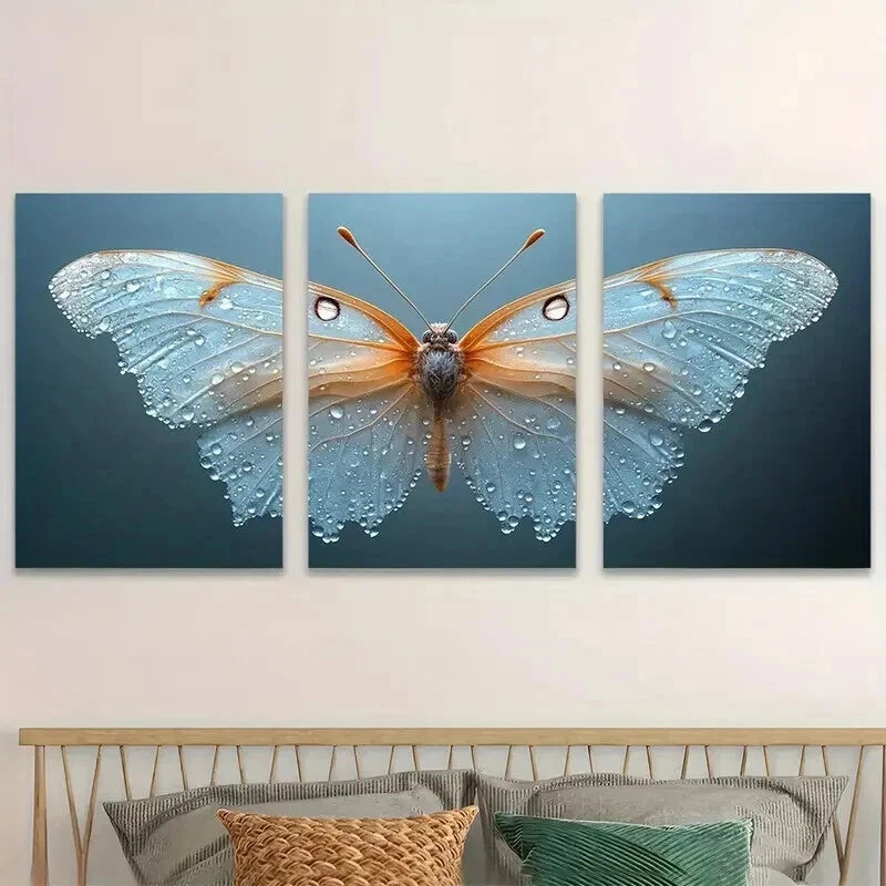 3pcs Butterfly Décor Fairy Wings Perfect Wall Art Set Canvas Framed 50x70cm - High Quality Print 100% Australian Made Wall Canvas Ready to Hang - Bella Home Decor