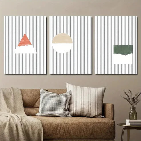 3pcs Triangle Circle And Square Creative Wall Art Set Canvas Unframed - High Quality Print 100% Australian Made Wall Canvas