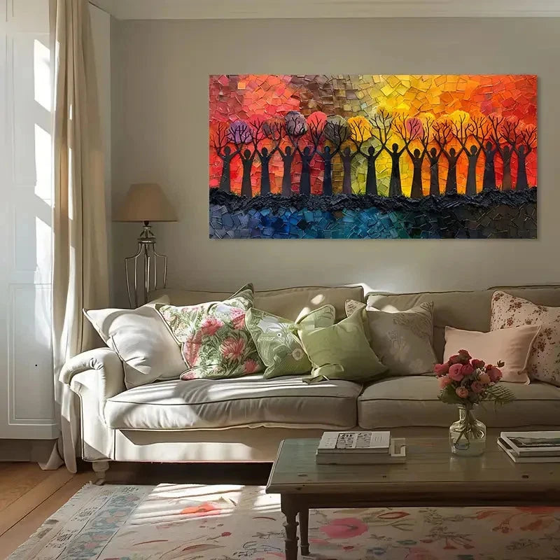 Color Transition Silhouette Wall Art Canvas Office Home Room Framed 120x60cm