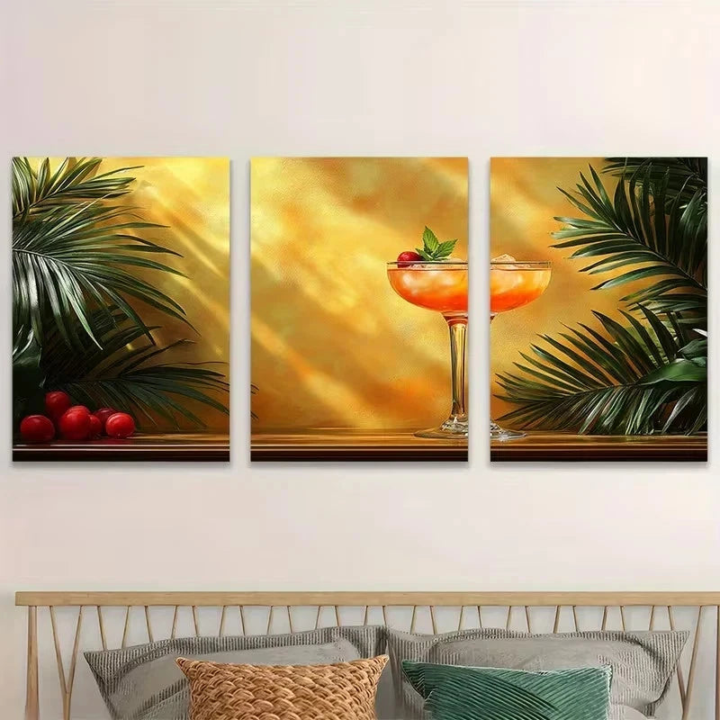 3pcs Sip Me Baby One More Time Retro Cocktail Wall Art Set Canvas Framed 50x70cm - High Quality Print 100% Australian Made Wall Canvas Ready to Hang