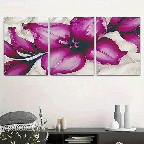 3pcs Elegant Purple Orchid with White Accents Unframed - High Quality Print 100% Australian Made Wall Canvas