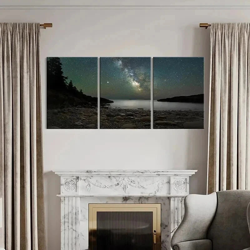 3pcs Starry Sky & Milky Way Night Scene Wall Art Set Canvas Framed 60x90cm - High Quality Print 100% Australian Made Wall Canvas Ready to Hang - Bella Home Decor