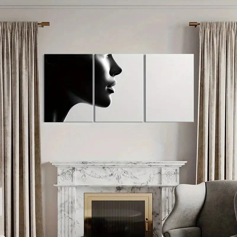 3pcs Black & White Abstract Woman Silhouette Wall Art Set Canvas Framed 60x90cm - High Quality Print 100% Australian Made Wall Canvas Ready to Hang - Bella Home Decor