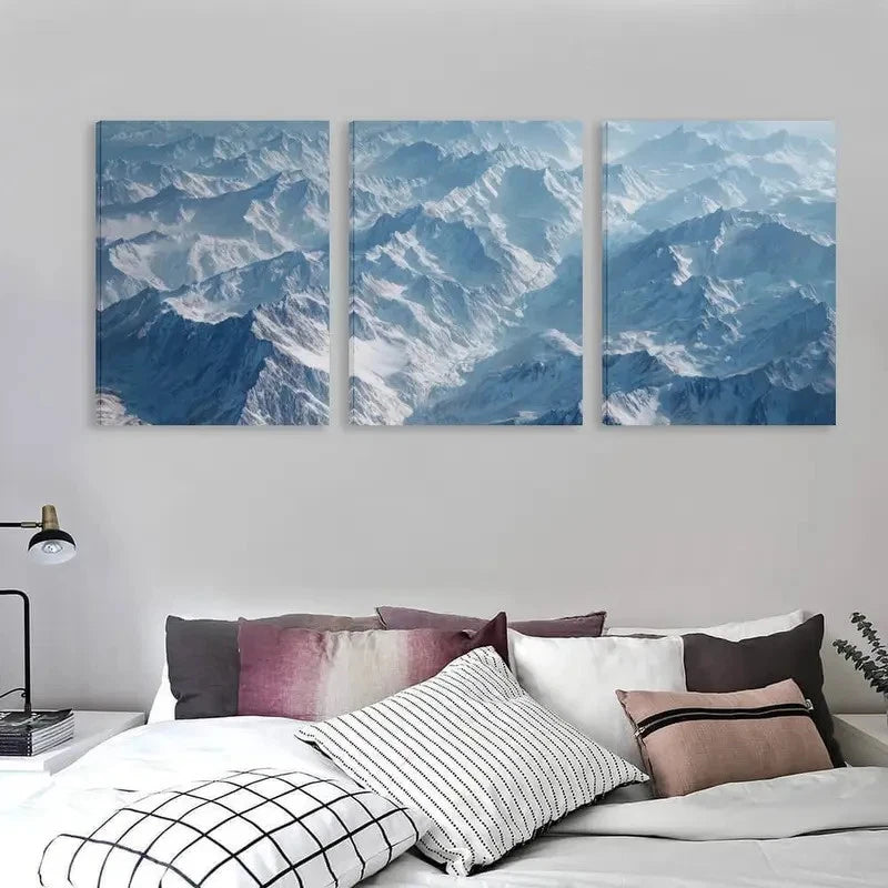 3pcs Mount Everest Mountains Sharp Peaks Wall Art Set Canvas Framed 40x60cm - High Quality Print 100% Australian Made Wall Canvas Ready to Hang