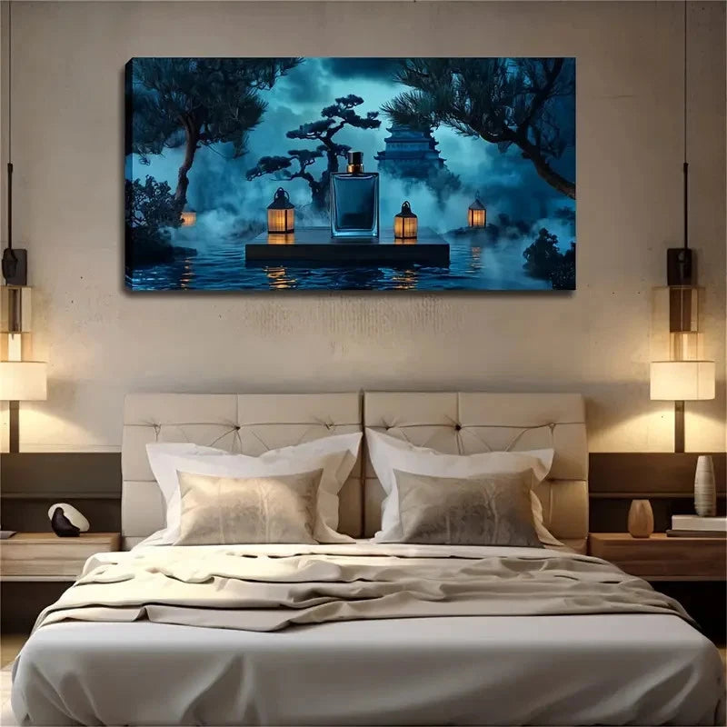 Perfume Placed On A Platform Wall Art Canvas Office Home Room Framed 120x60cm - Bella Home Decor