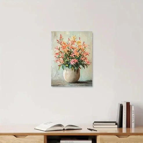 Beautiful Traditional & Contemporary Floral Vase 60x90cm Metal Print Ready to Hang