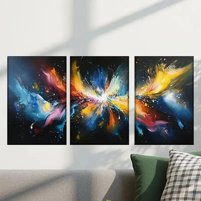3pcs Abstract Paint Splashes Design Wall Art Set Canvas Framed 40x60cm - High Quality Print 100% Australian Made Wall Canvas Ready to Hang - Bella Home Decor